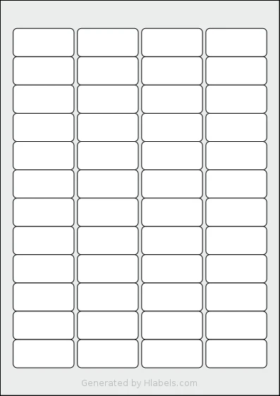 Printation® 1431480-KW Template Printation® 1431480-KW template with 48 rectangular 45.7 x 21.2 millimeter labels per sheet, on A4-size adhesive blank label sheets.